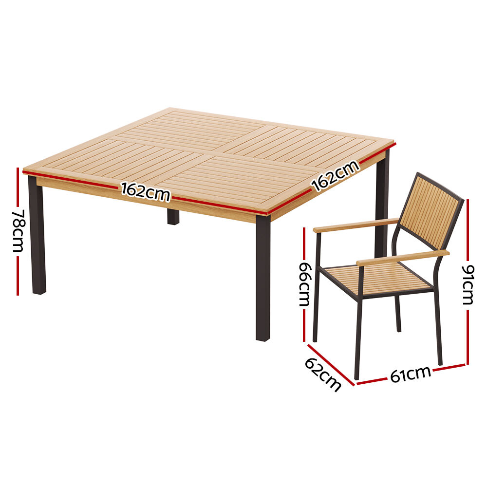 Outdoor Dining Set 9 Piece Wooden Table Chairs Setting Price