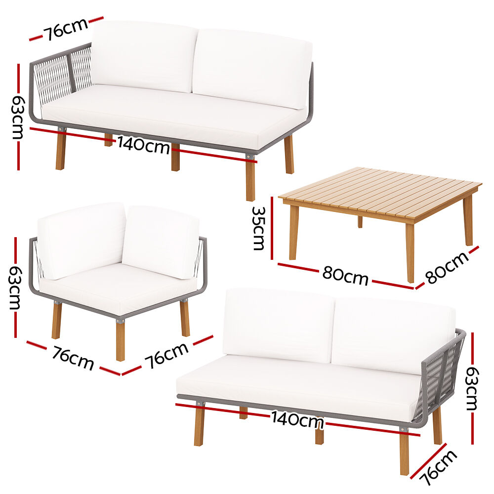 Gardeon 5-Seater Outdoor Sofa Set Wooden Lounge Setting Aluminum Price