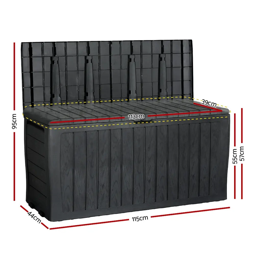 Outdoor Storage Box 220L Lockable Organiser Garden Deck Toy Shed Tool Black Price