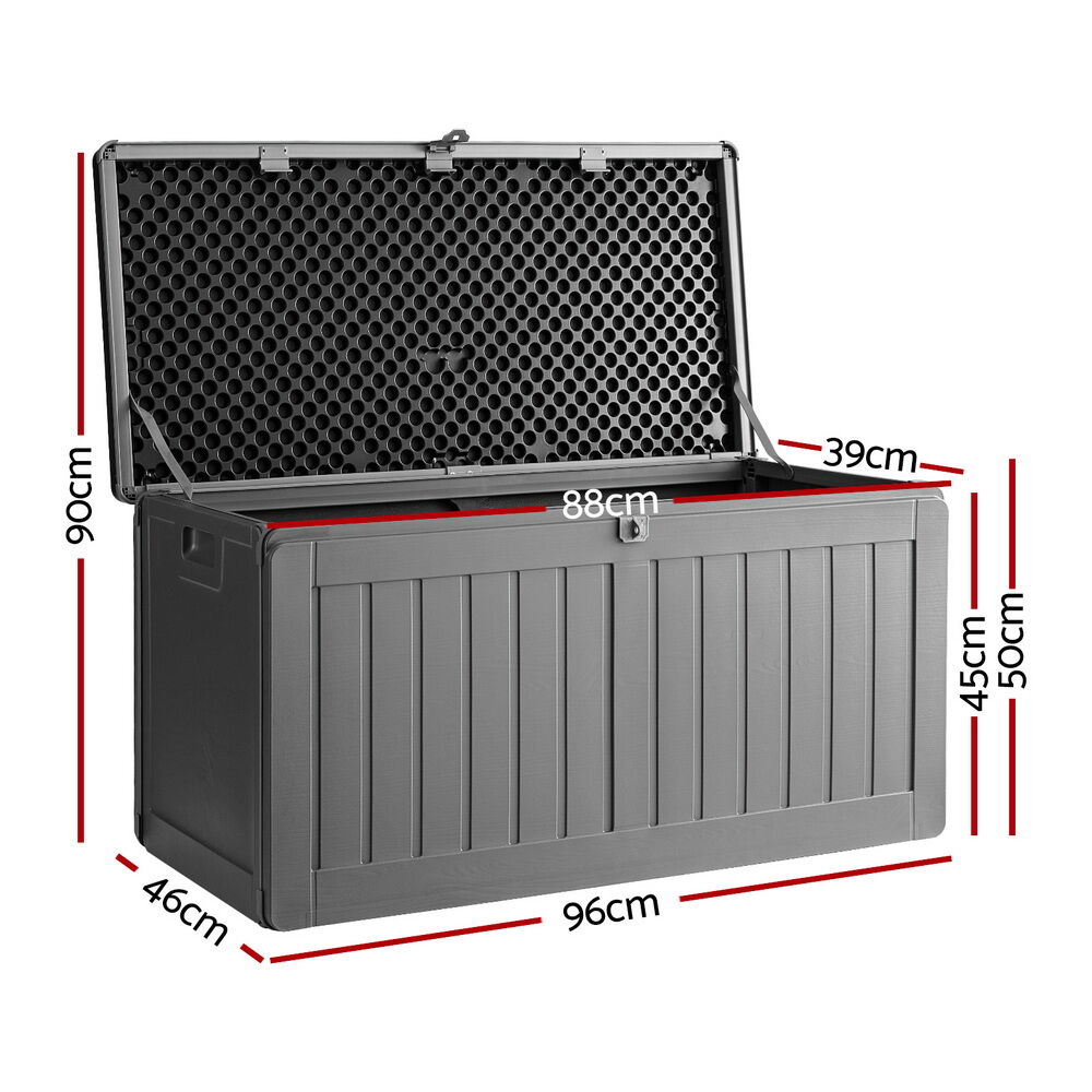 Outdoor Storage Box 190L Container Lockable Garden Bench Tool Shed Black Price