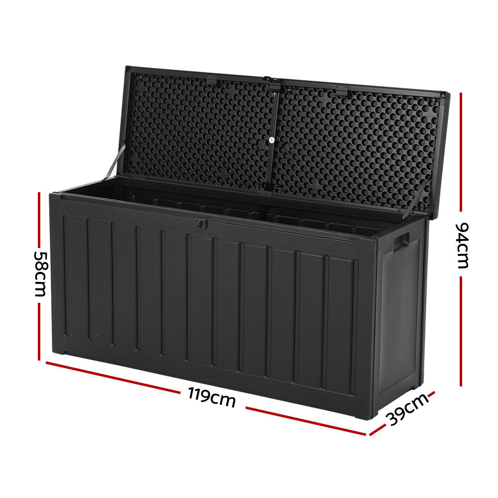 Outdoor Storage Box 240L Container Lockable Garden Bench Tool Shed Black Price