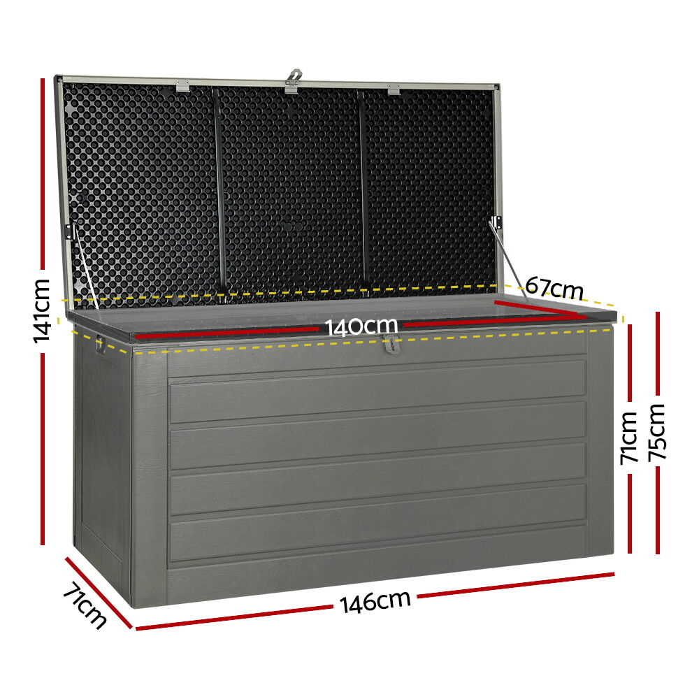 Outdoor Storage Box 680L Container Lockable Garden Bench Tool Shed Black Price