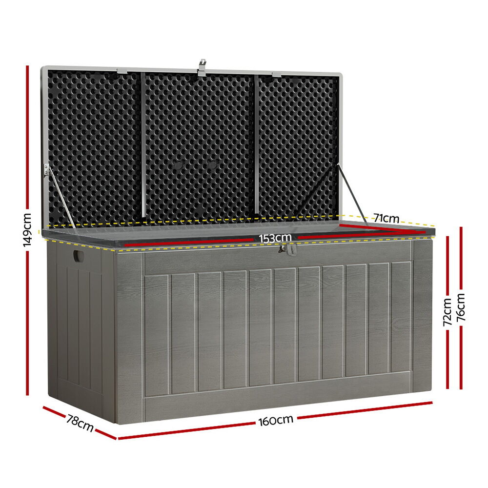 Outdoor Storage Box 830L Container Lockable Garden Bench Tool Shed Black Price