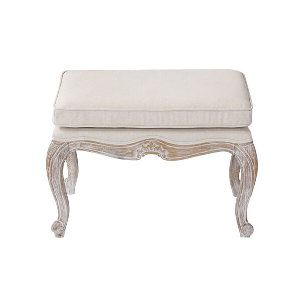 Ottoman Linen Fabric Beige Oak Wood White Washed Finish Price