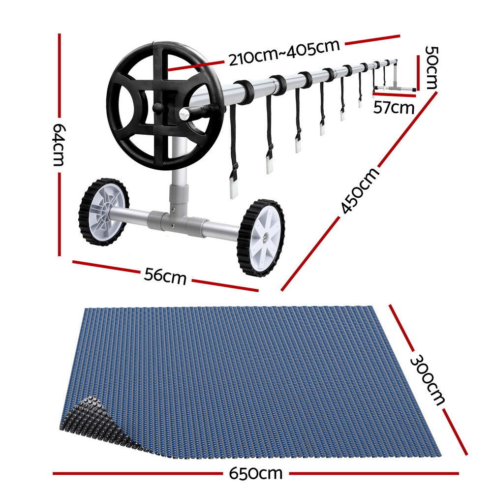 Aquabuddy Pool Cover 600 Micron 6.5x3m w/ Roller 4m Swimming Pools Black Solar Blanket Price