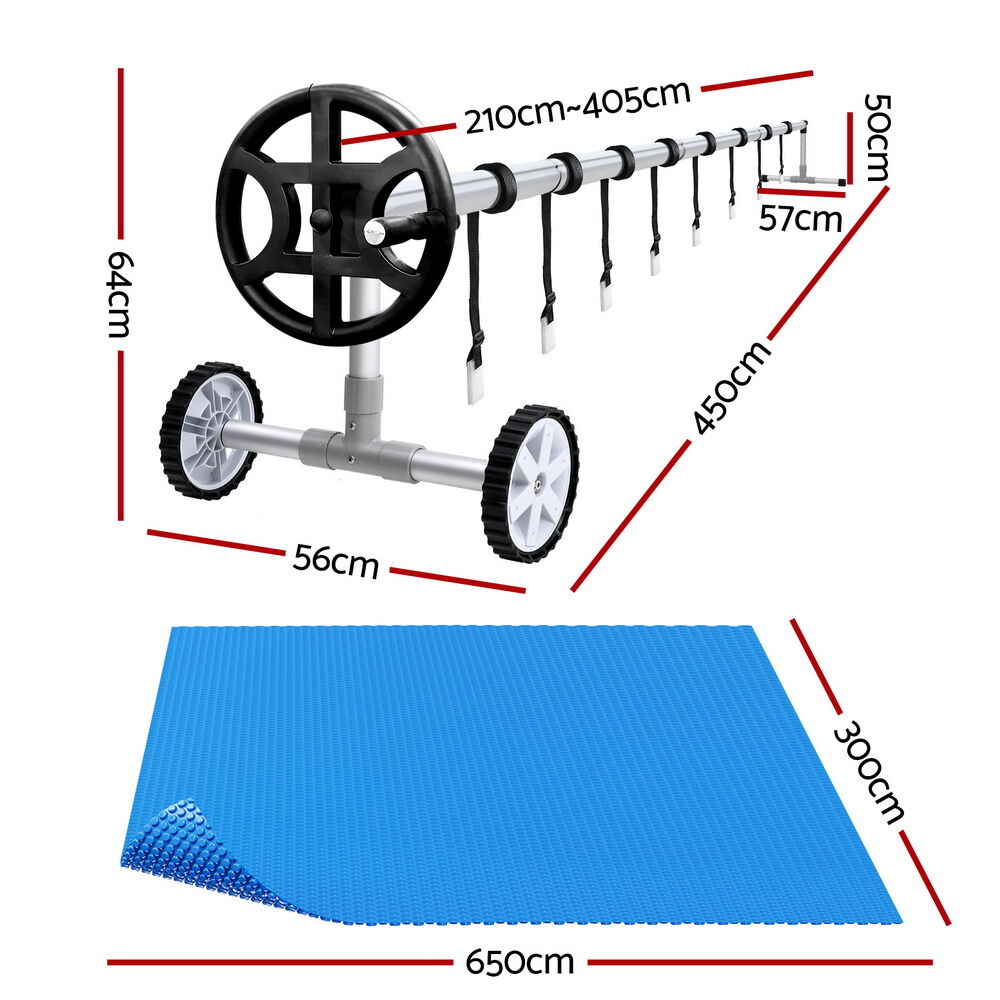 Aquabuddy Pool Cover 600 Micron 6.5x3m w/ Roller 4m Swimming Pools Solar Blanket Price