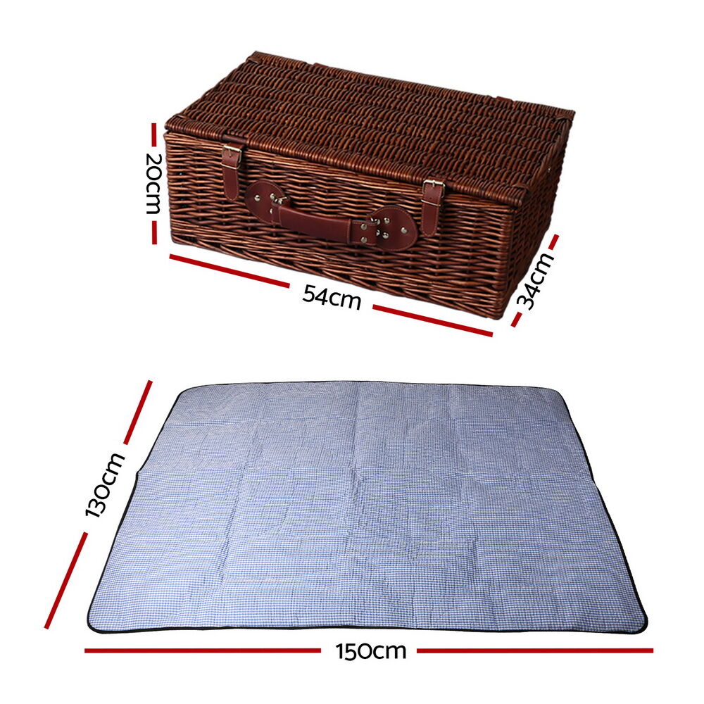 4 Person Picnic Basket Set Insulated Blanket Storage Bag Price