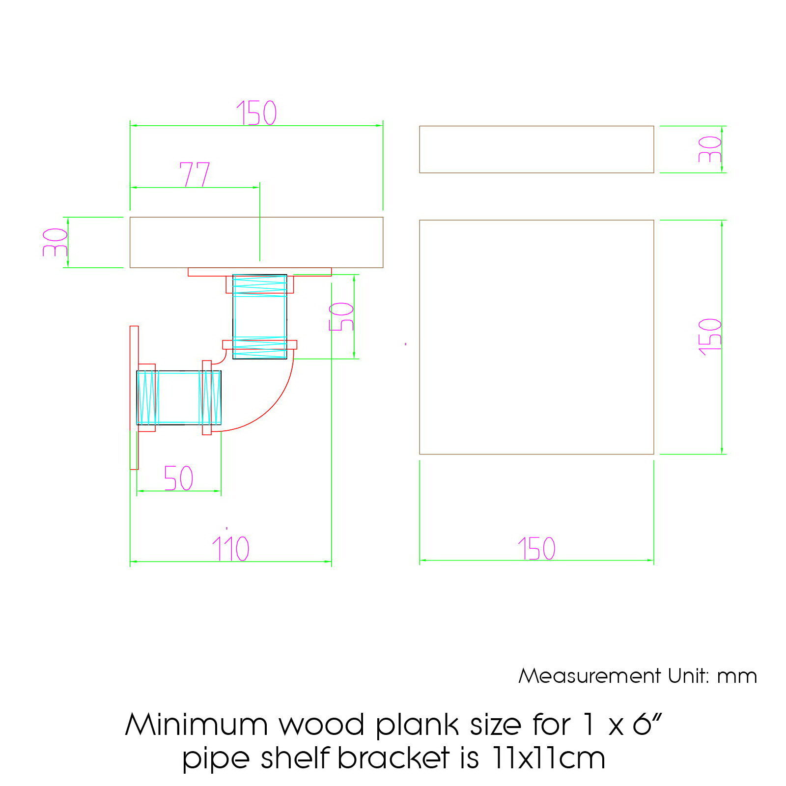 Floating DIY Pipe Shelf Metal Brackets Set of 8 Price