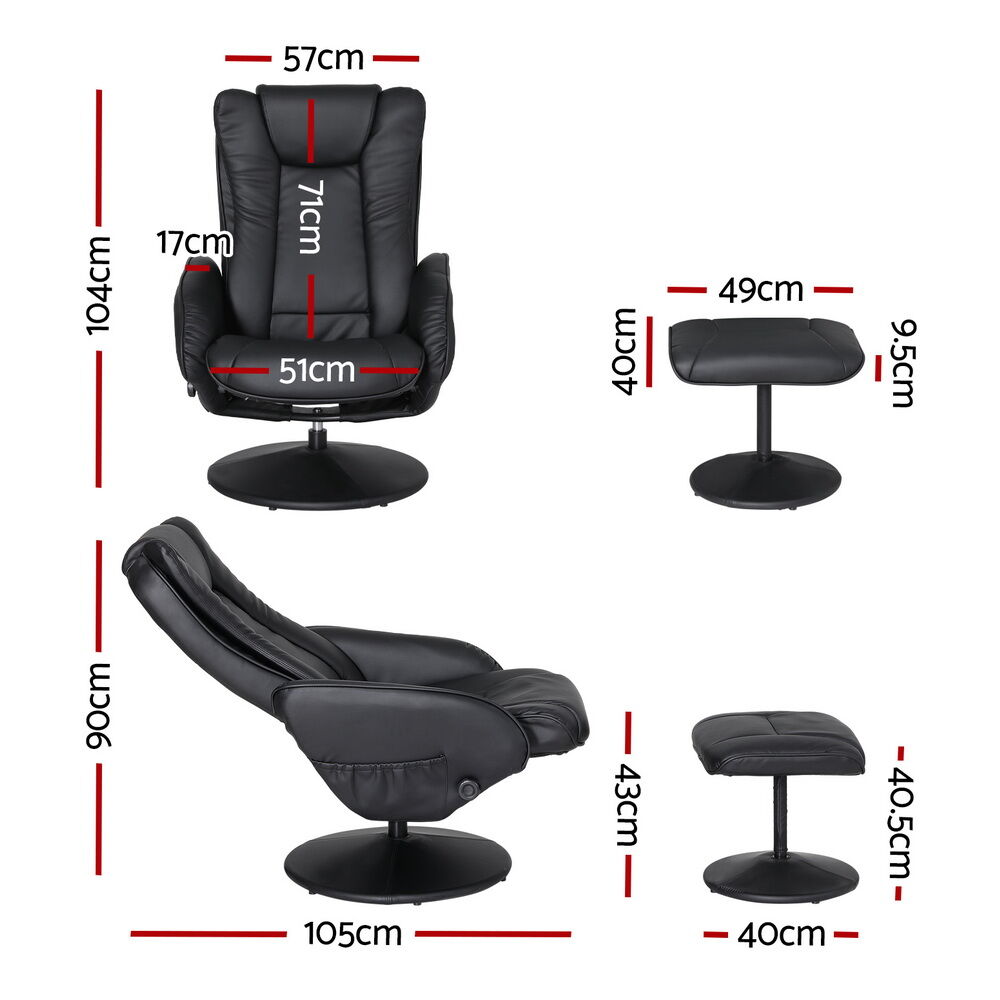 Recliner Chair Electric Heated Massage Chairs Faux Leather Cobble Price