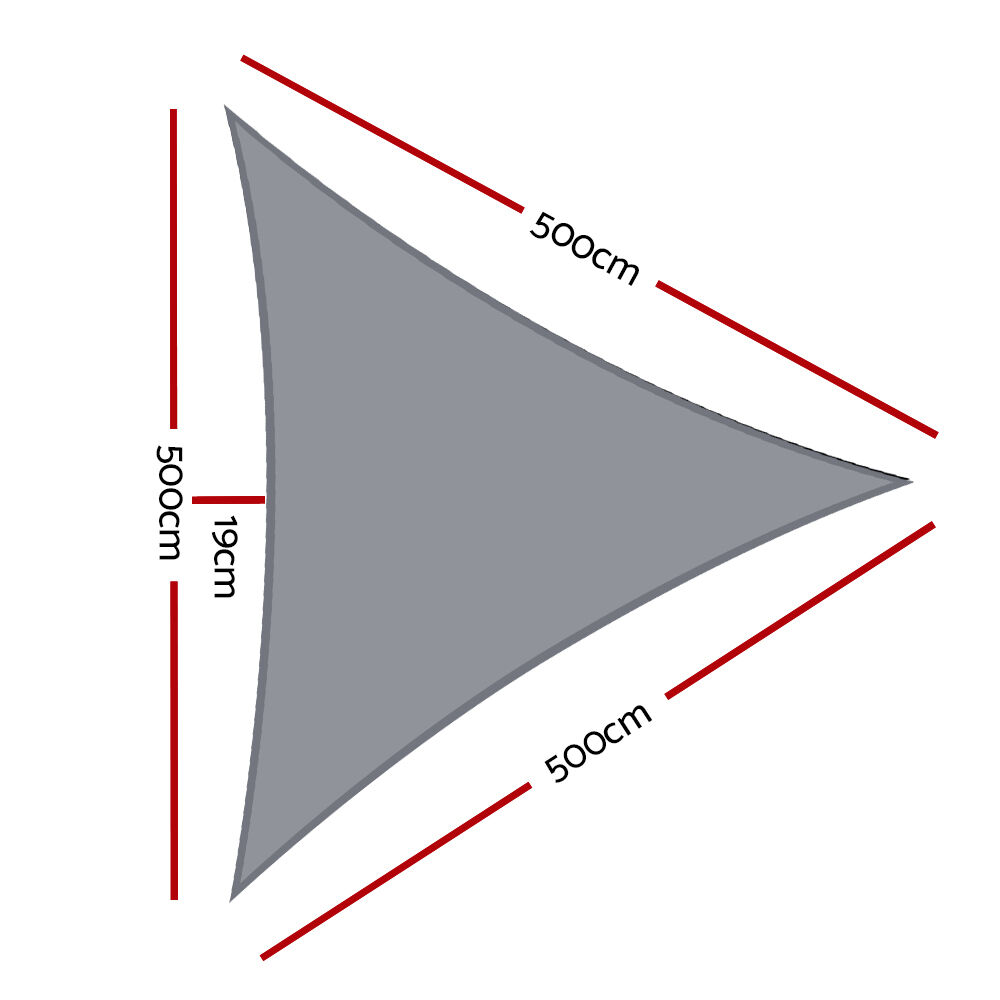 Shade Sail 5x5x5m Triangle 280GSM 98% Grey Shade Cloth Price