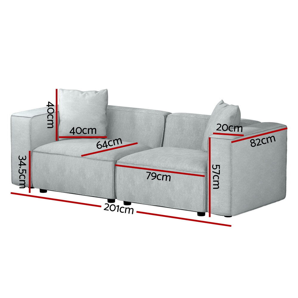 Modular Sofa Chaise Set 2-Seater Grey Price