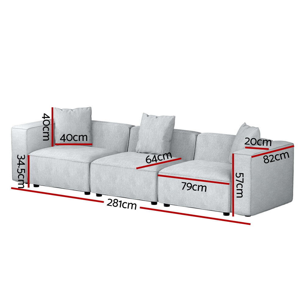 Modular Sofa Chaise Set 3-Seater Grey Price