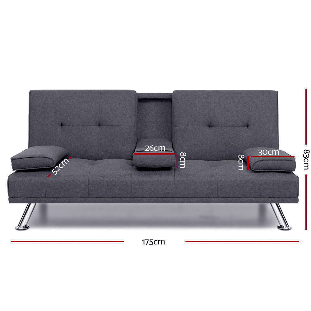 Sofa Bed 175CM Dark Grey Fabric Price