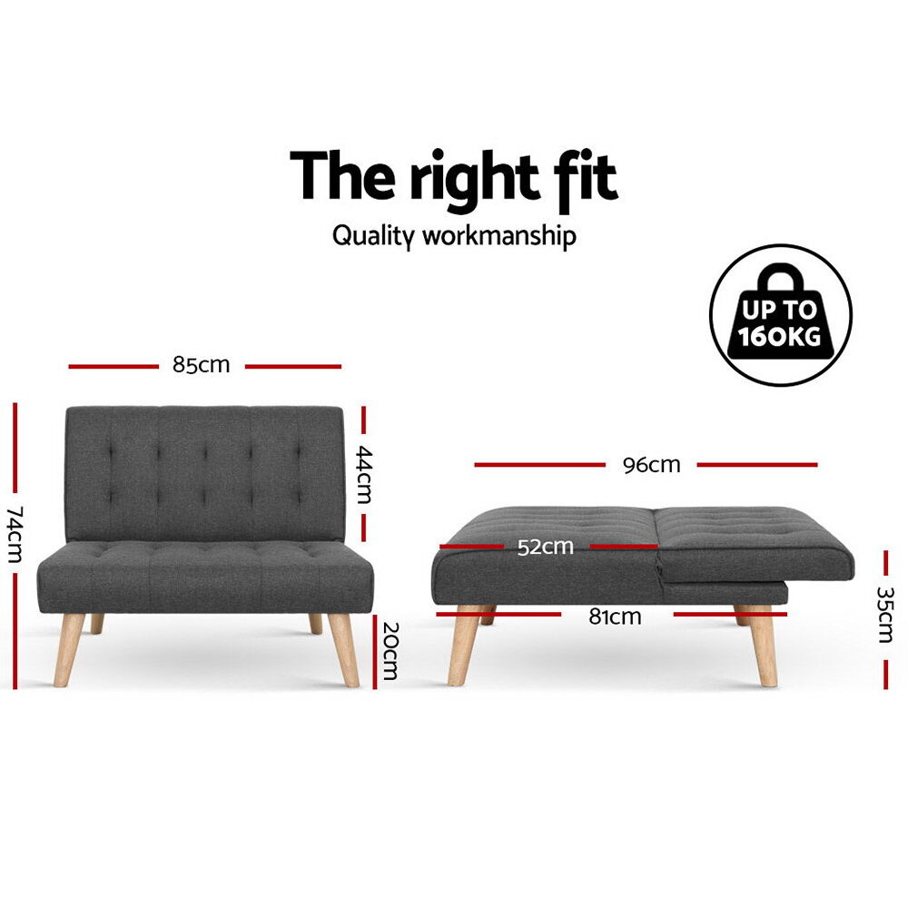 Recliner Single Sofa Bed Dark Grey Fabric Price