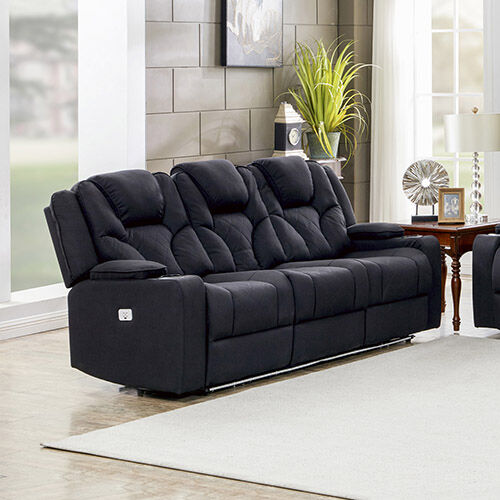Arnold Recliner Rhino Leather 3R+1R+1R Black Price