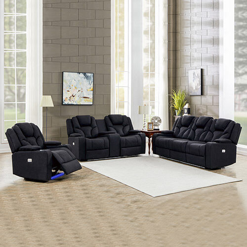 Arnold Recliner Rhino Leather 3R+2R+1R Black Price