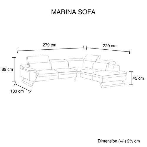 Marina 5 Seater Leatherette Corner Sofa with Chaise in Cream Colour Price