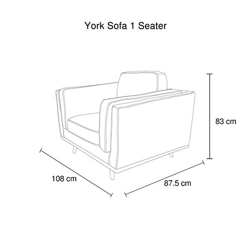 York Sofa Fabric 1 Seater Blue Price