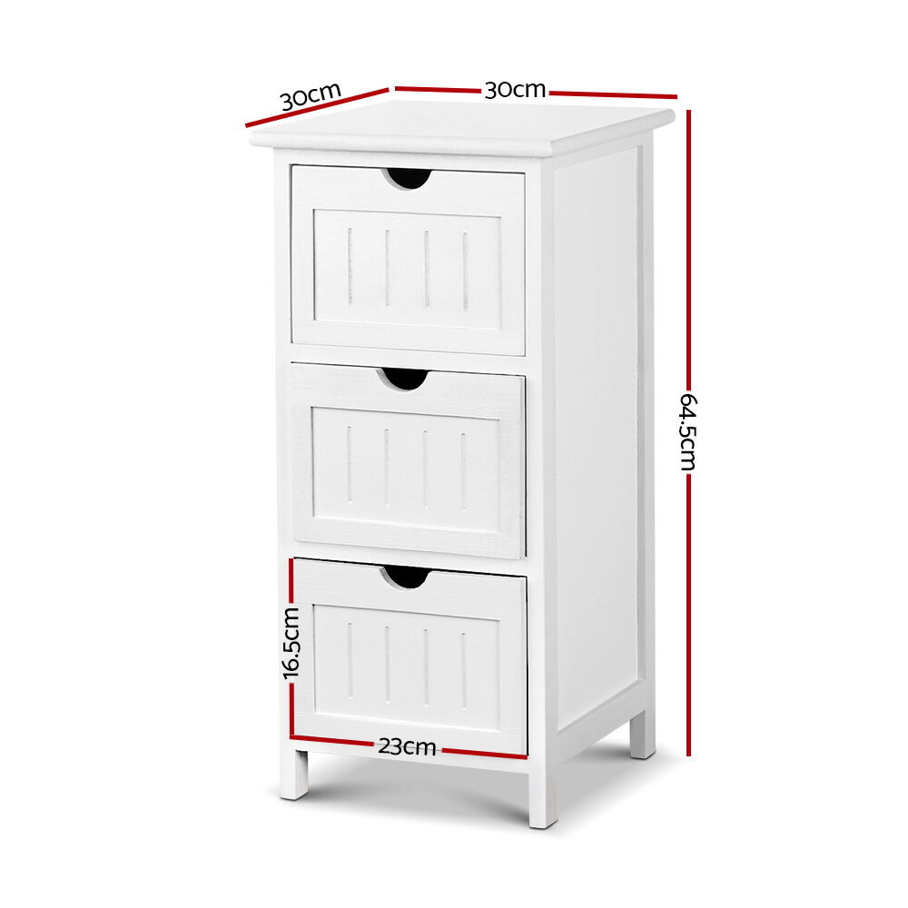 Bedside Table Bathroom Storage Cabinet 3 Drawers White Price