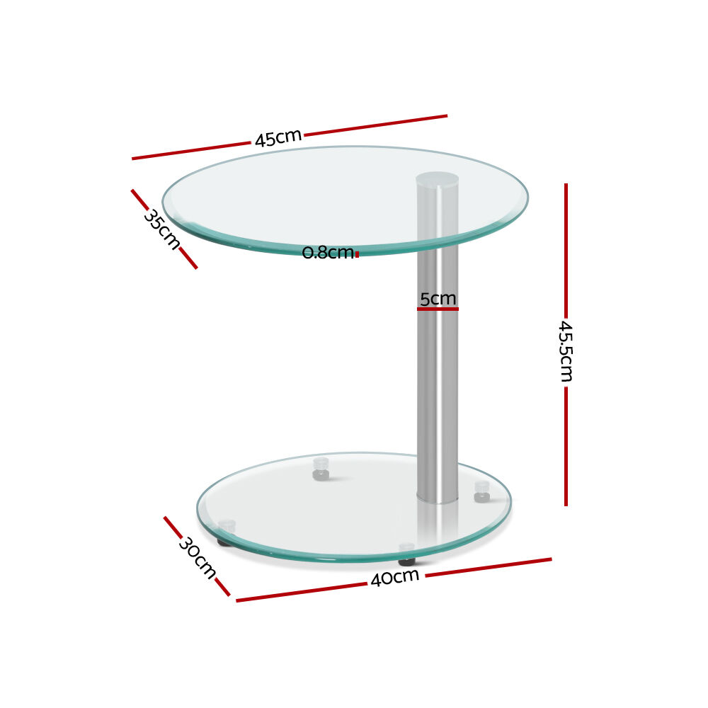 Coffee Table Round Tempered Glass Side End Beside Tables Cafe 45cm Price