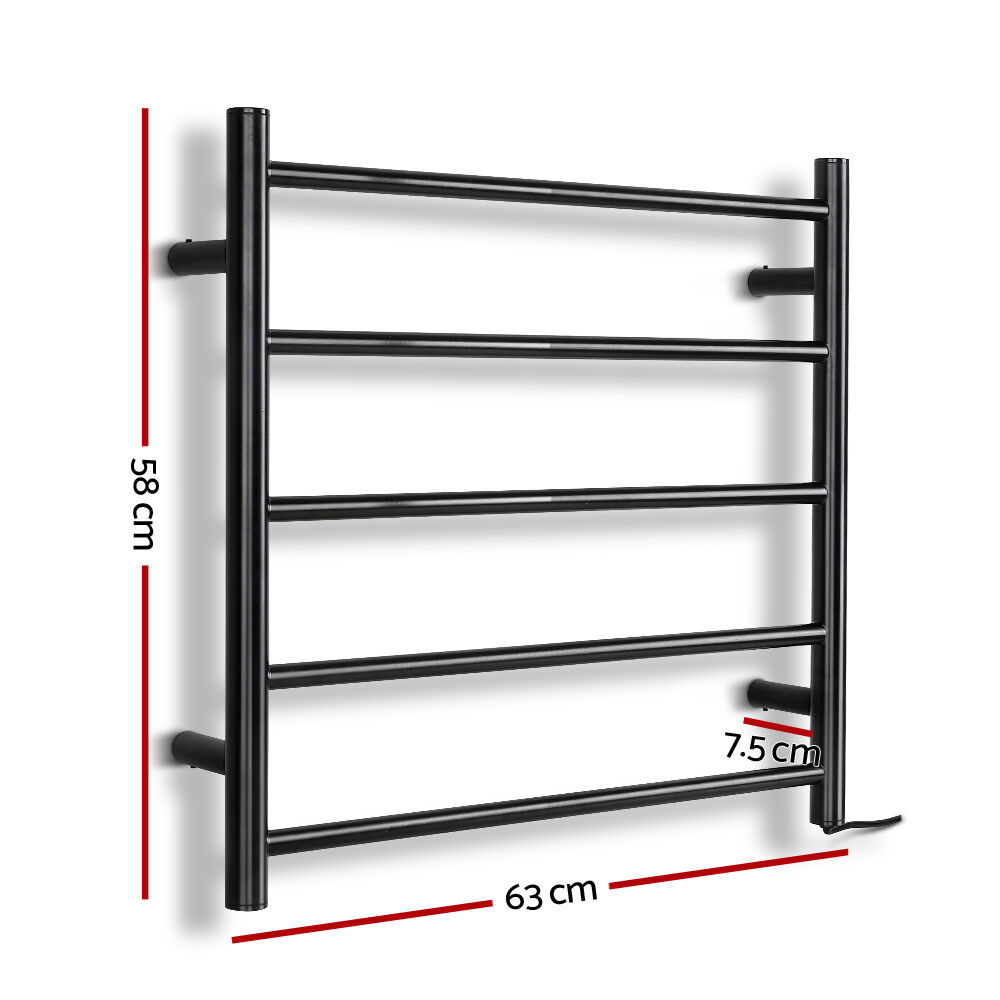 Devanti Electric Heated Towel Rail Rack 5 Bars Wall Mounted Clothes Dry Warmer Price