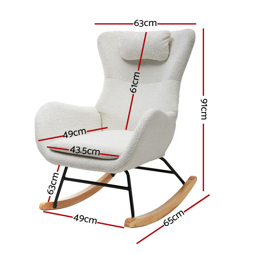 Rocking Chair Armchair Pillow Boucle White Price