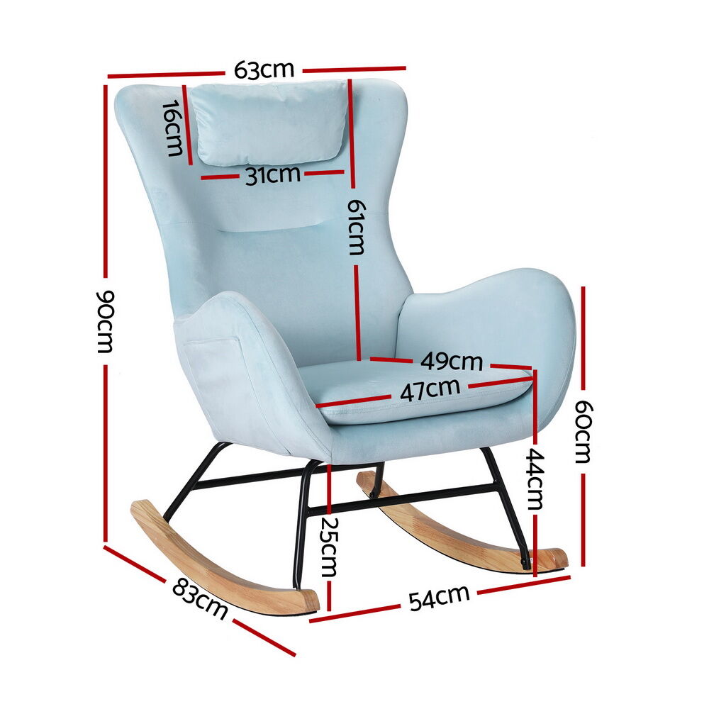 Rocking Chair Velvet Armchair Feeding Chair Blue Price