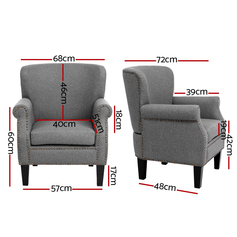 Armchair Accent Chair Retro Armchairs Lounge Accent Chair Single Sofa Linen Fabric Seat Grey Price