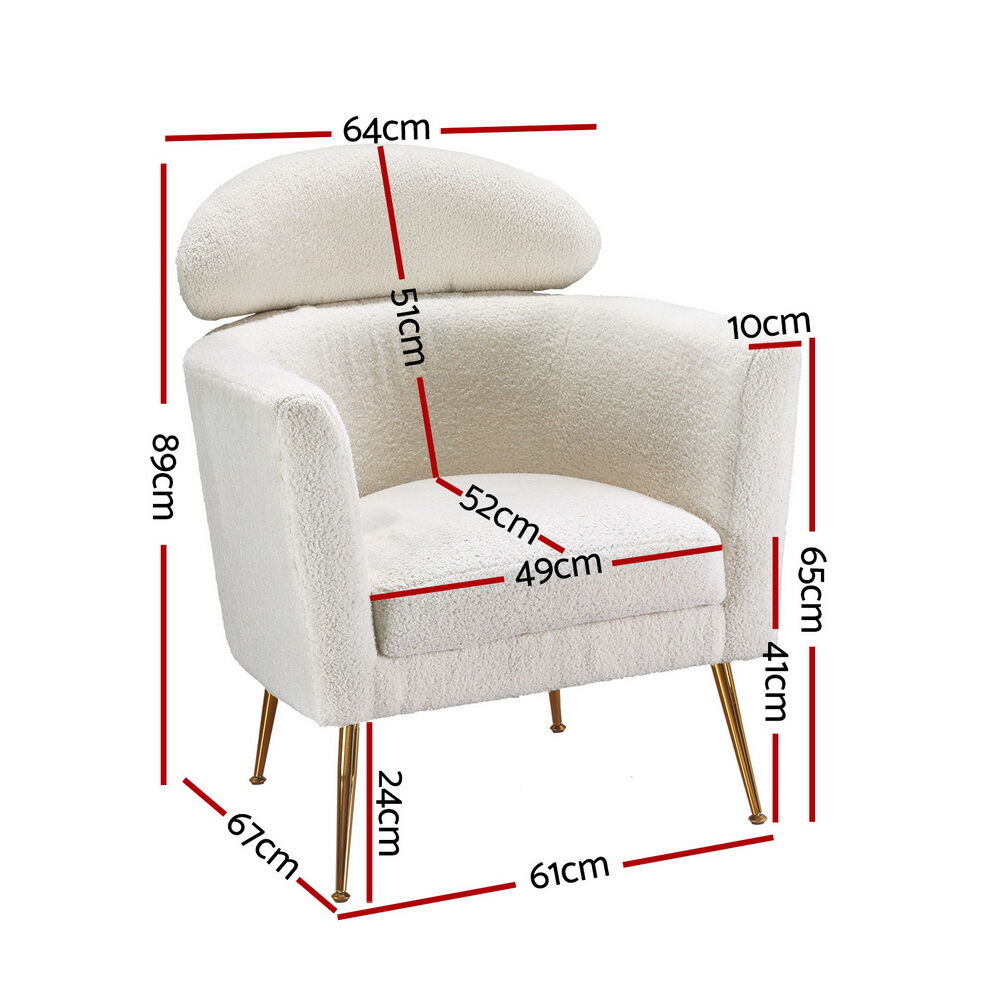 Armchair Boucle Fabric White Yoli Price