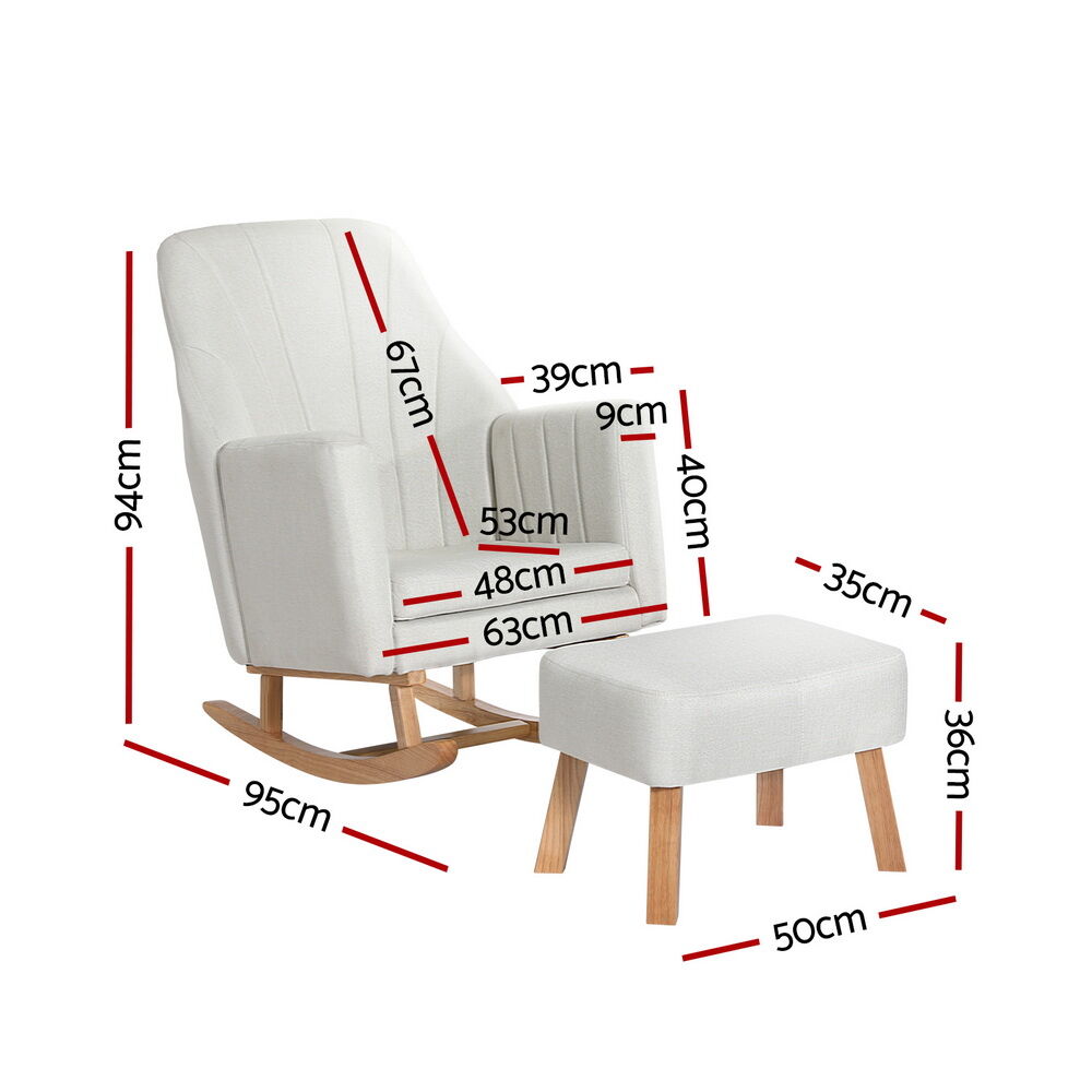 Rocking Chair Armchair Linen Fabric Beige Jonah Price