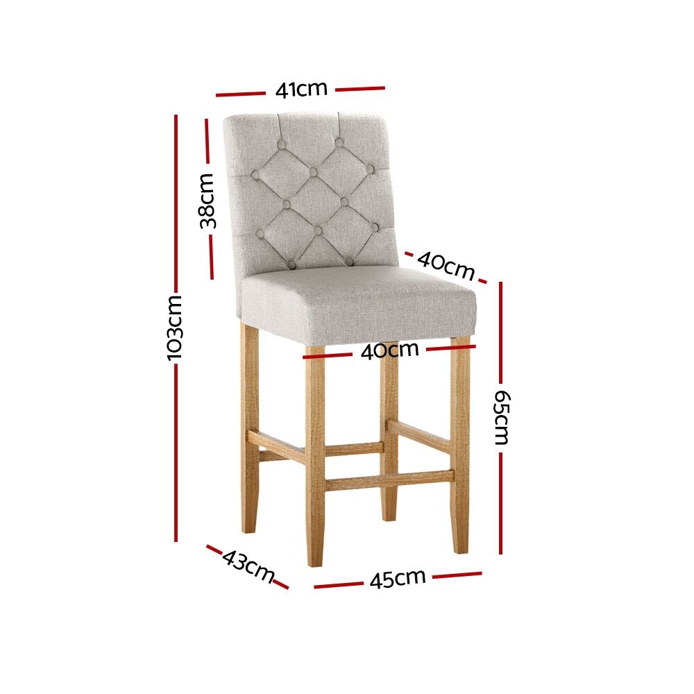 2x Bar Stools Linen Upholstered Chairs Price