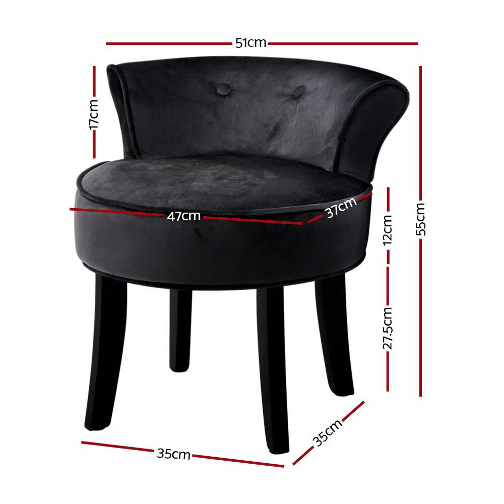 Vanity Stool Velvet Black Abella Price