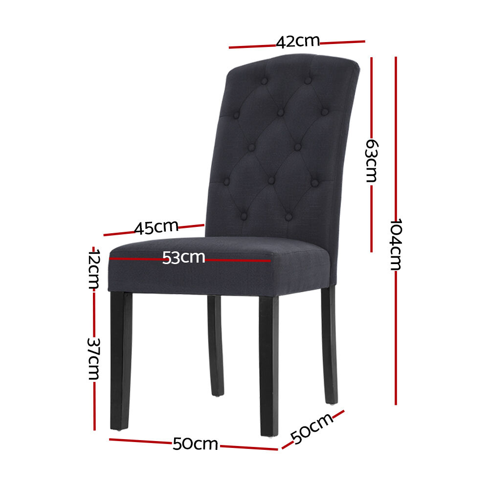 Dining Chairs Set of 2 Linen Parsons Chair Dark Grey Price