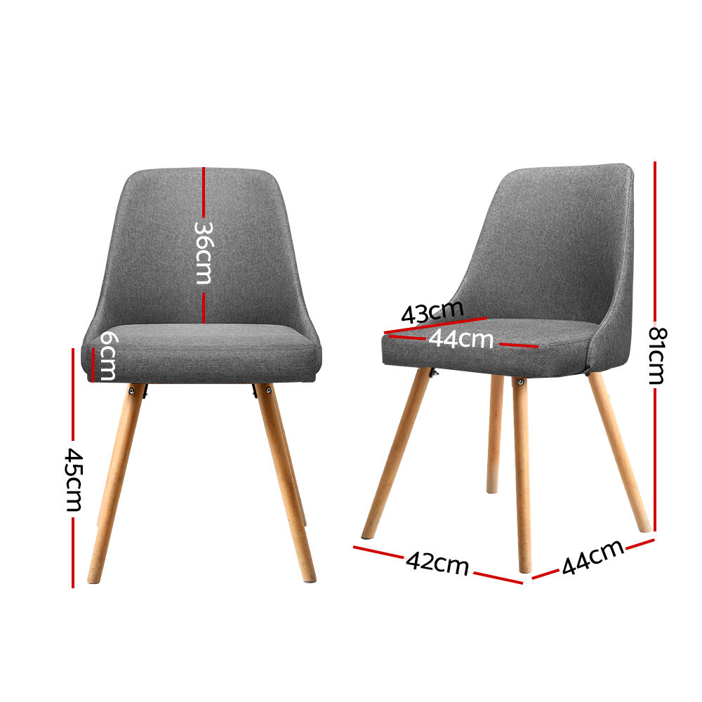 Dining Chairs Set of 2 Fabric Wooden Grey Price