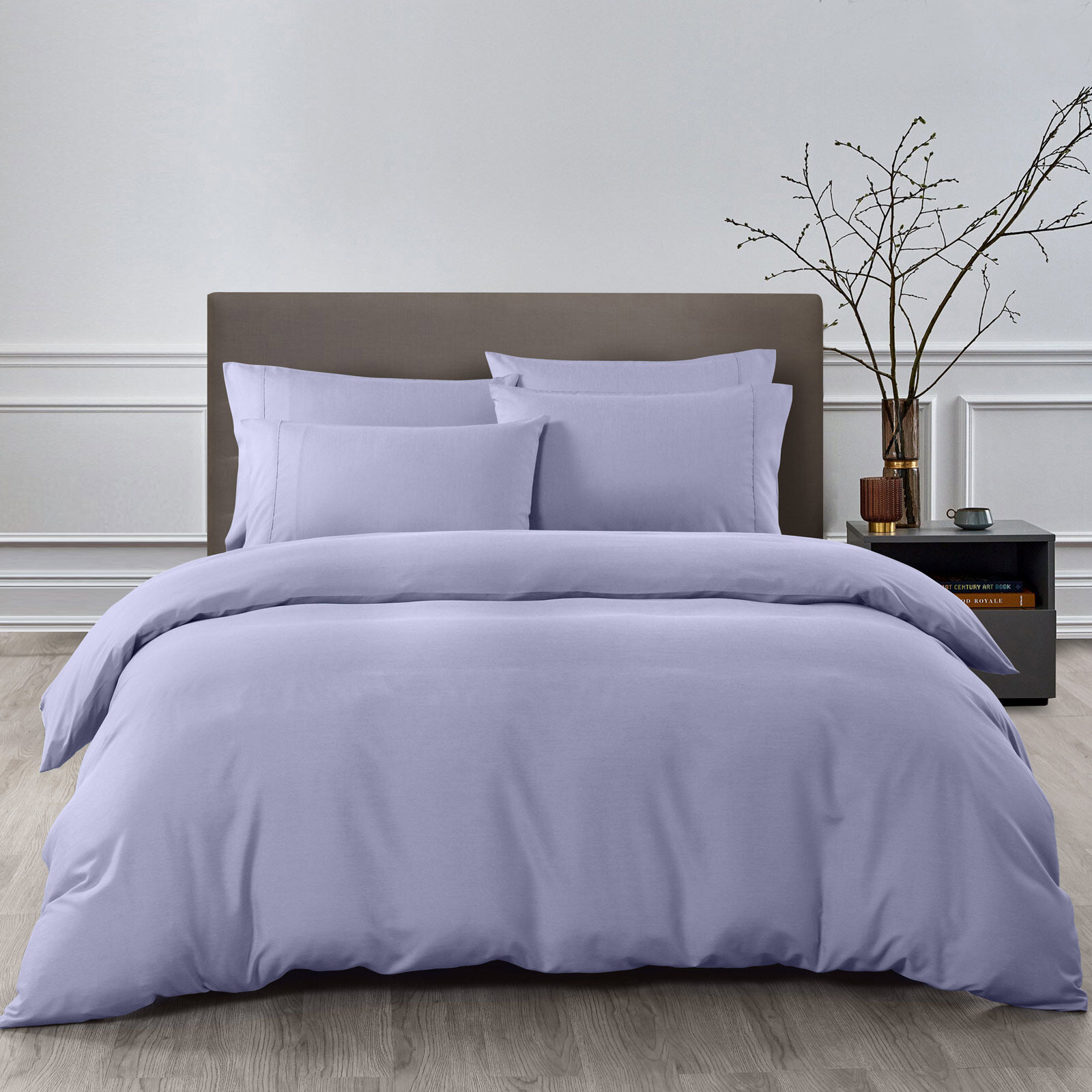 Royal Comfort 2000TC 6 Piece Bamboo Sheet & Quilt Cover Set Cooling Breathable - Double - Lilac Grey Price