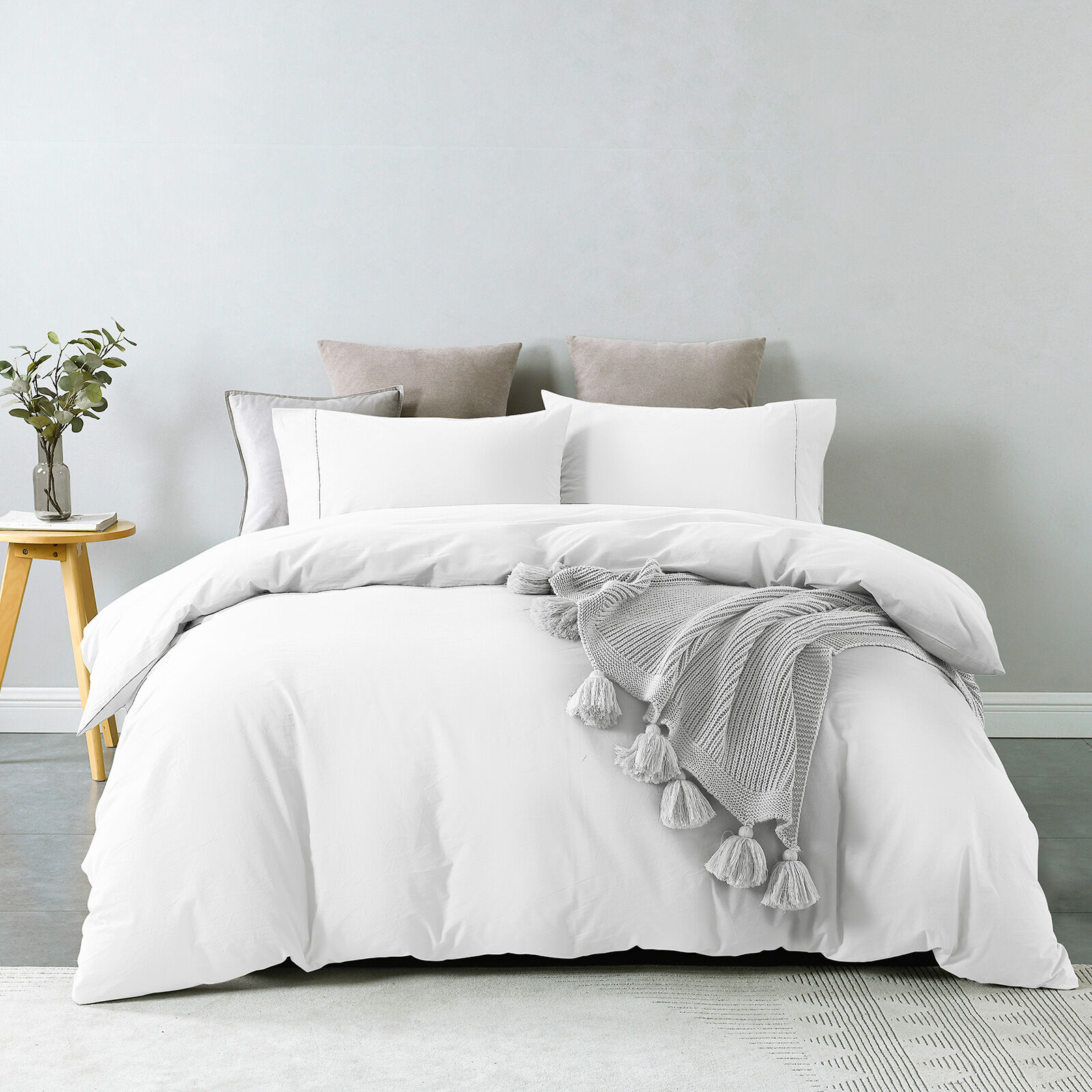 Royal Comfort Vintage Washed 100% Cotton Quilt Cover Set Bedding Ultra Soft - Double - White Price