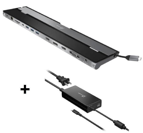 J5create JCD543 USB-C Triple Display Docking Station USB-C to VGA/HDMI/DP, RJ45, SD card, USB-A x 3, USB-C x 1, USB-C PD Price