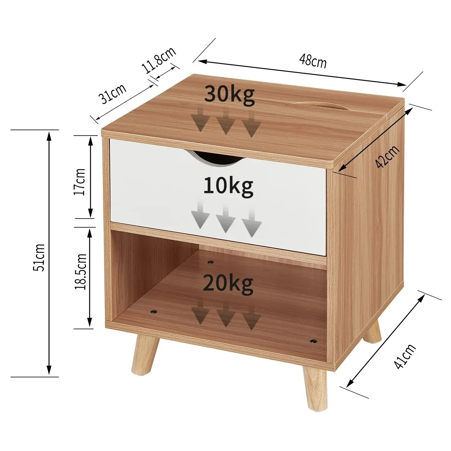 Bedside Table with Powerboard & USB Ports Price