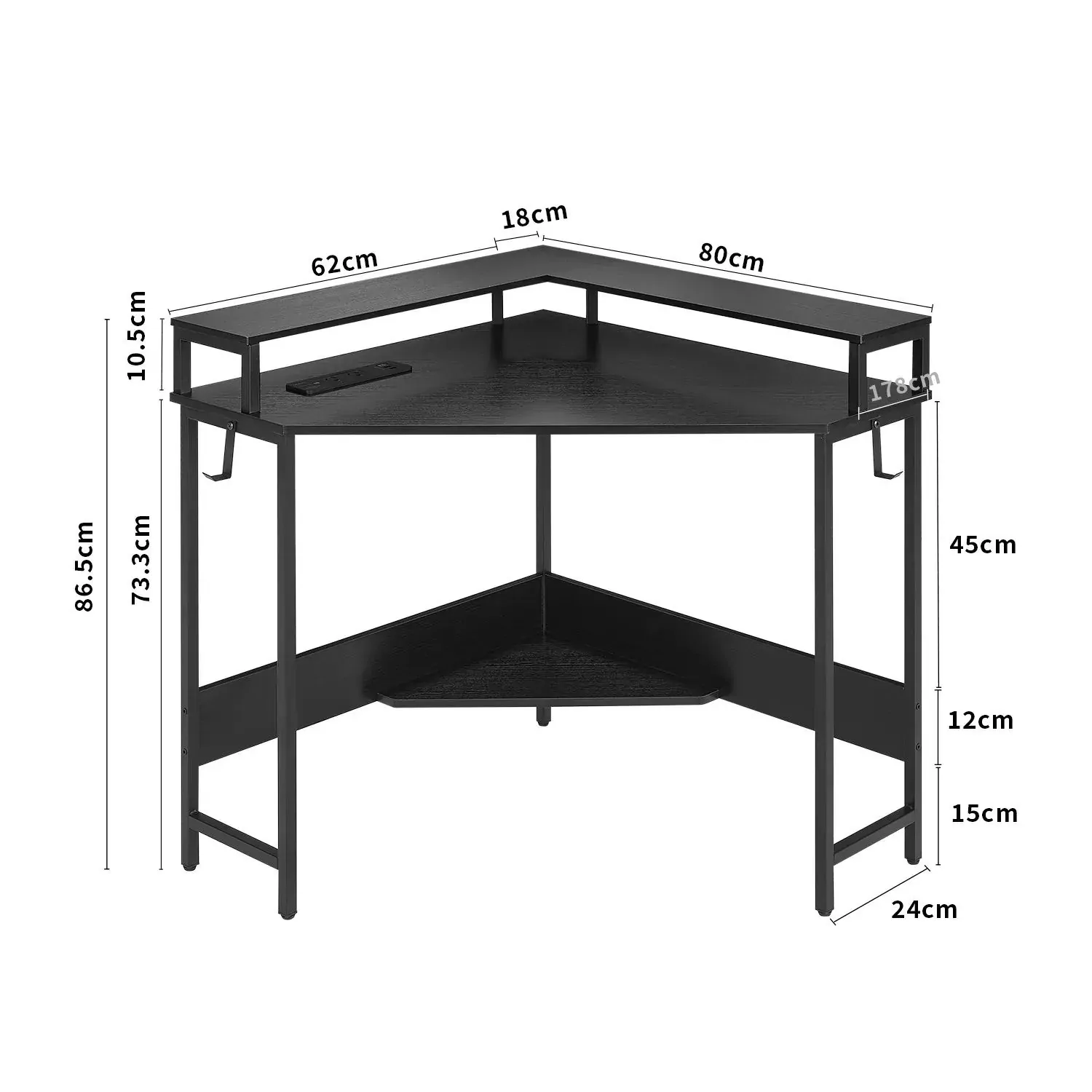 L-Shaped Desk with Built-In Charging Station, Black Price