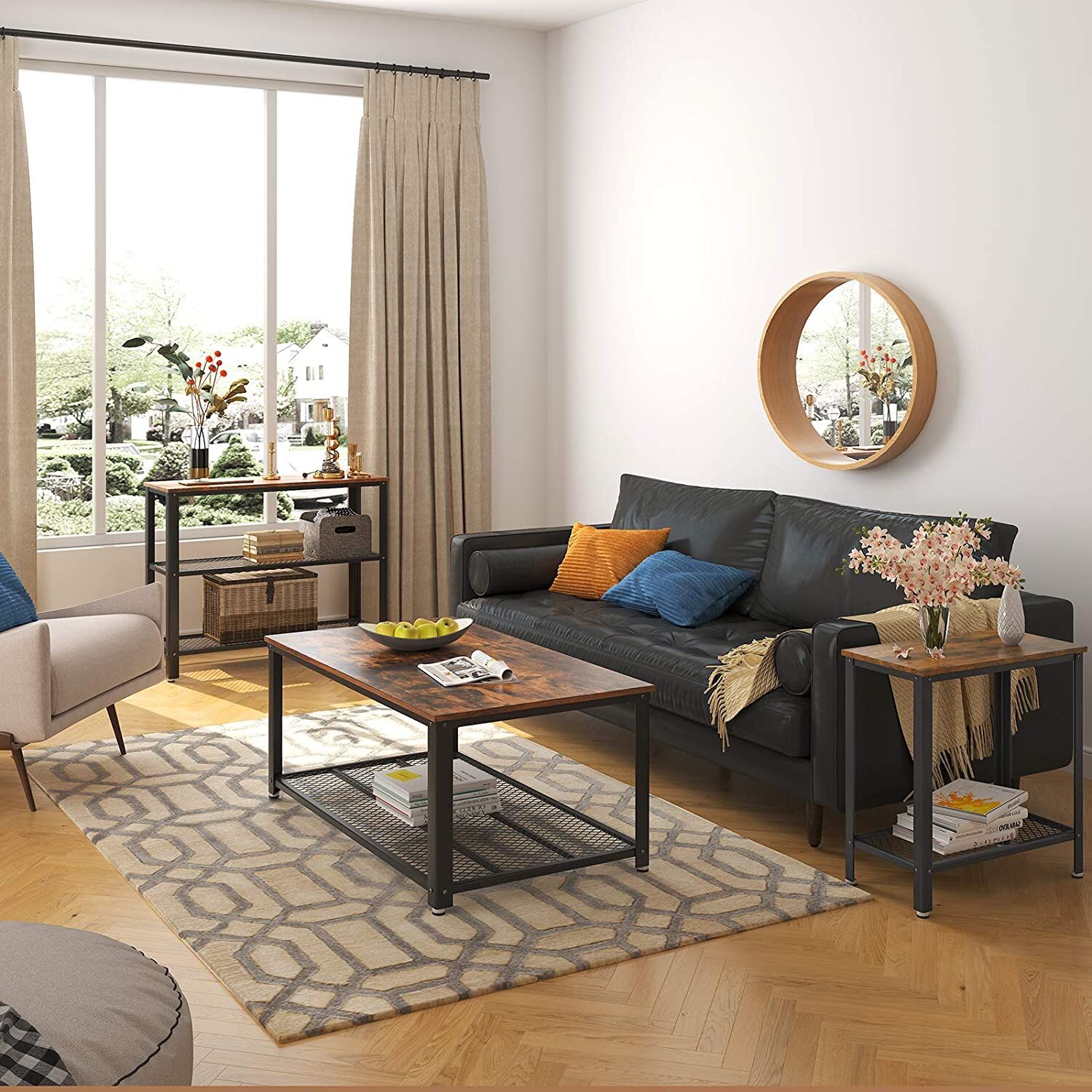 Waitangi Industrial Side Table 2-Tier With Mesh and Metal Frame Rustic Brown Price