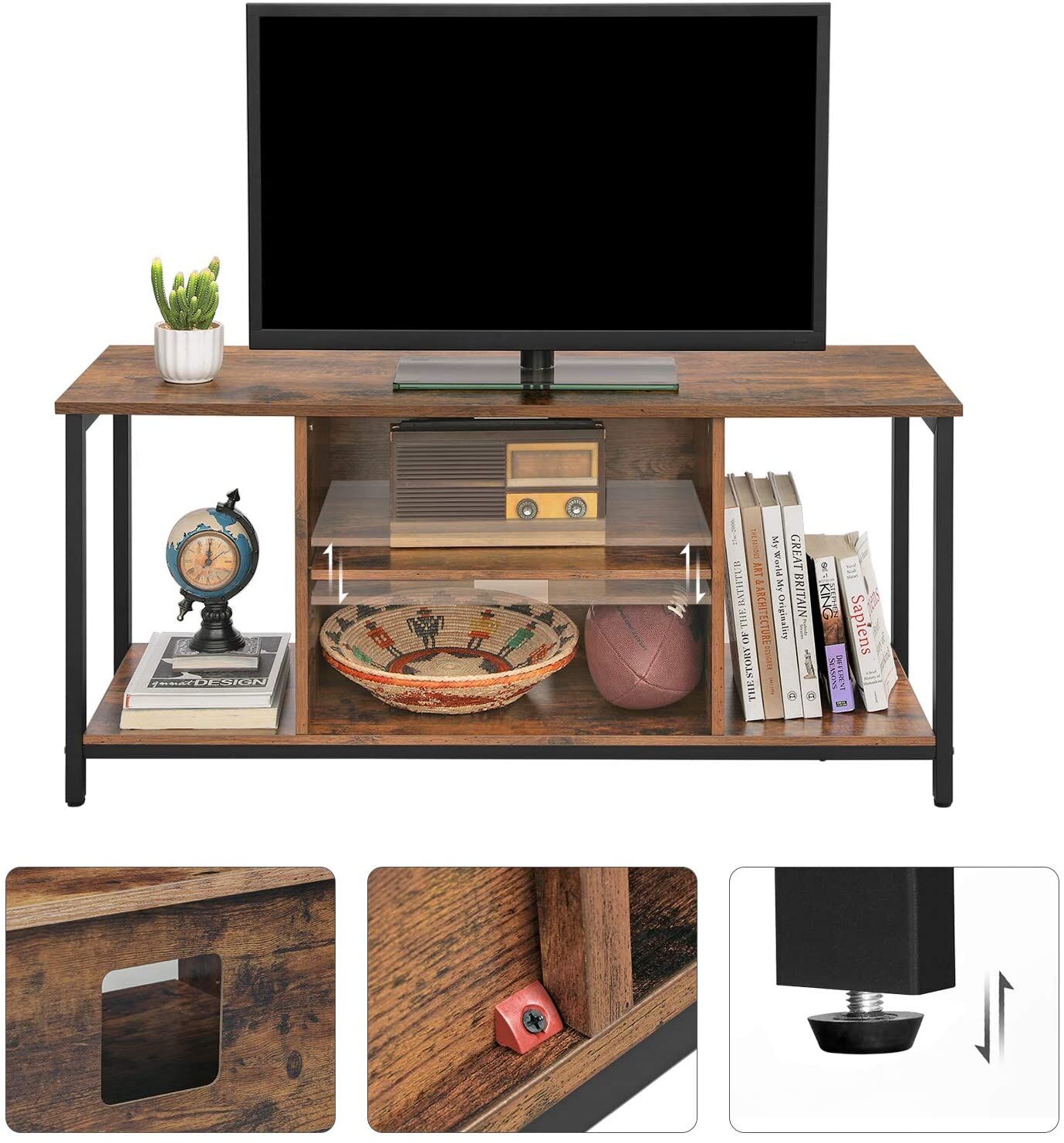 Hudson TV Console Unit with Open Storage Rustic Brown and Black Industrial Price