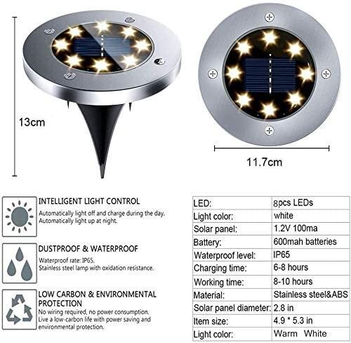 8 Pack LED Solar Pathway Lights Outdoor Solar Ground Lights (Warm White) Price