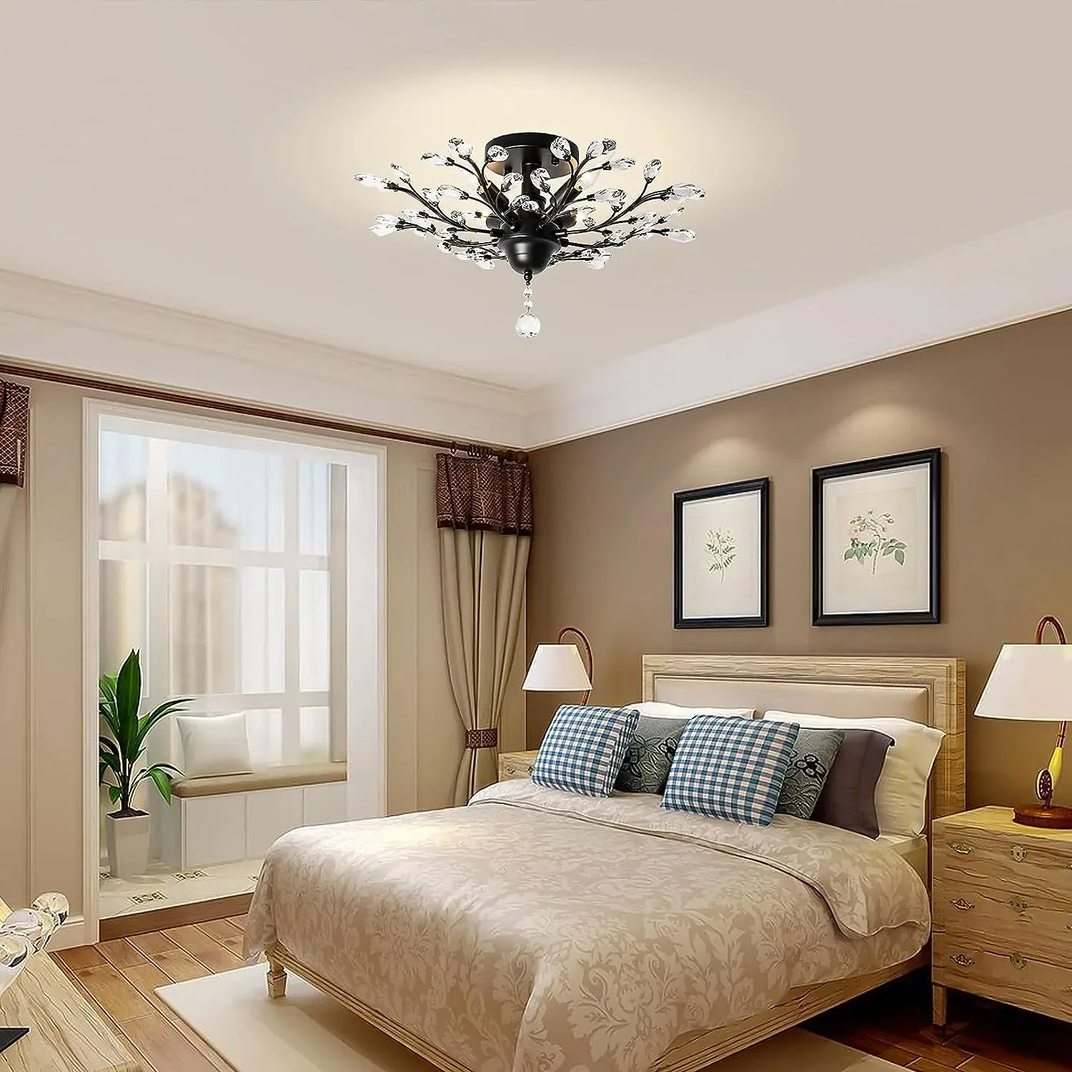 Crystal Chandelier LED Ceiling Light , 4 lights, Black Price