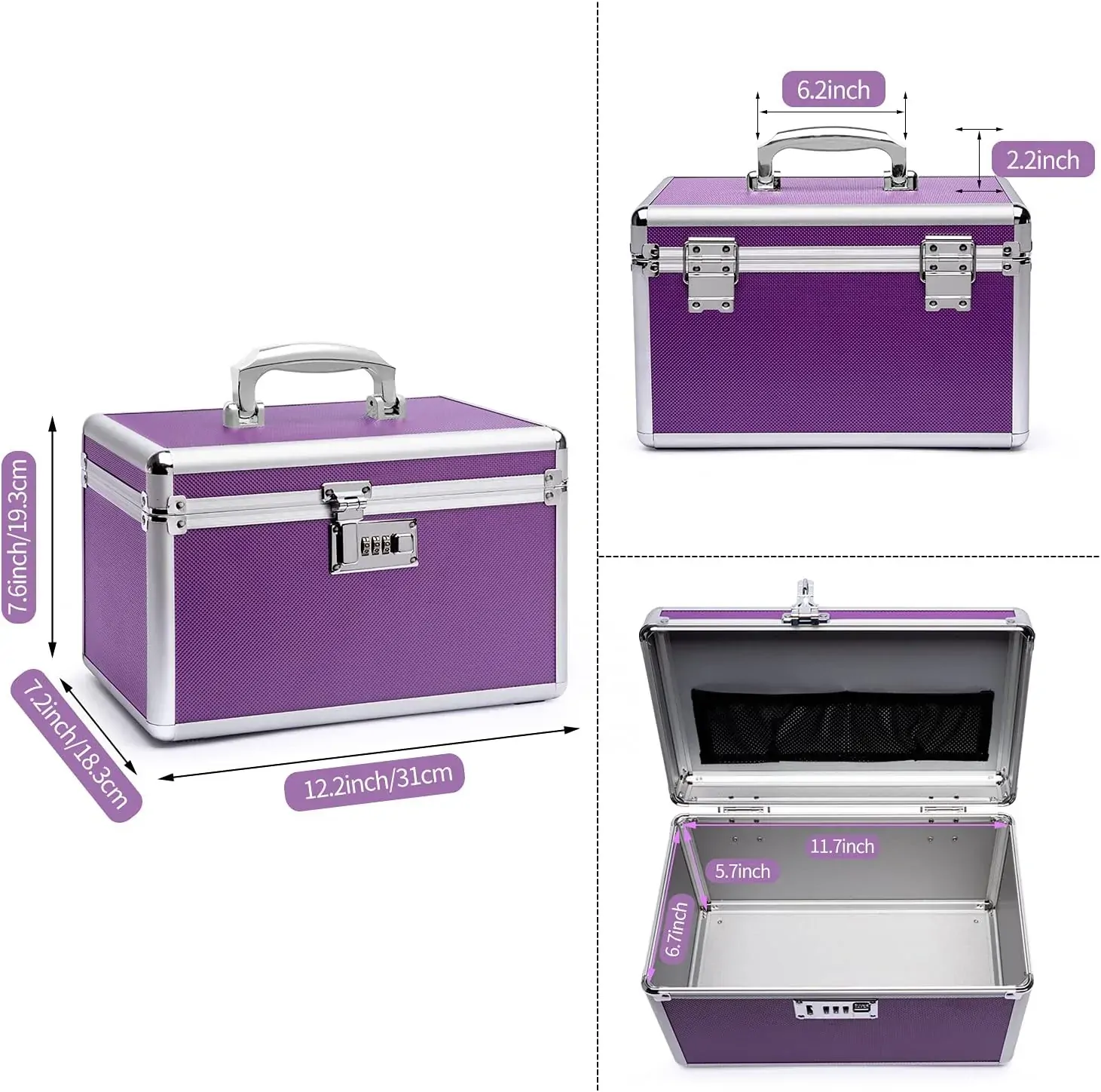 Locking Combination Medicine Box (Purple/Medium) Price