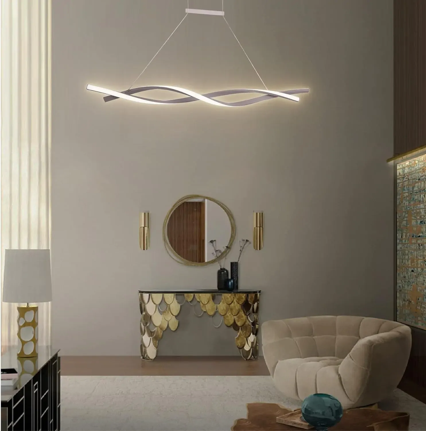 Modern LED Chandelier Lighting (Grey, L120cm) Price