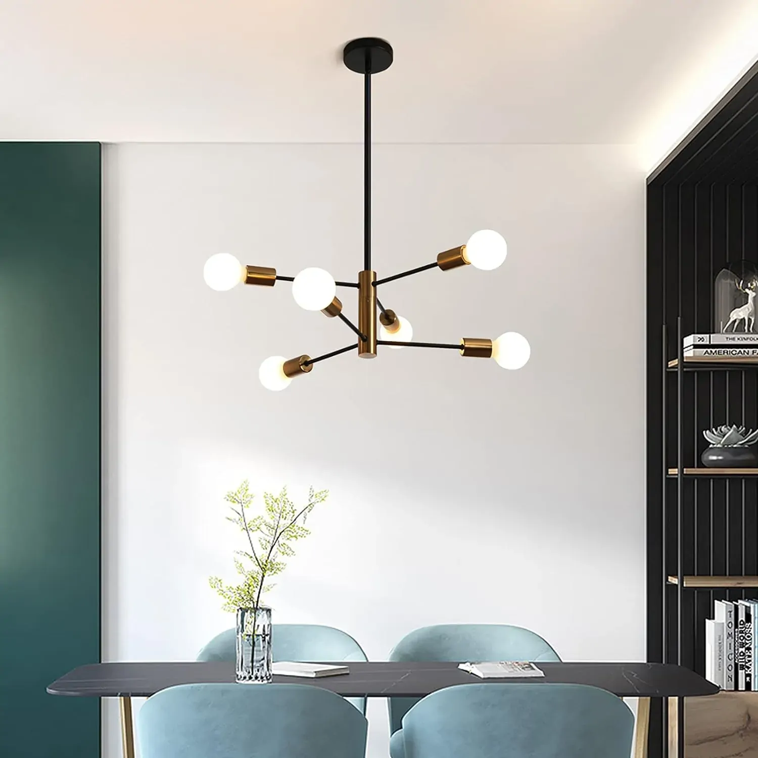 Sputnik Chandelier Modern Industrial, 6-Light , Black & Gold Price