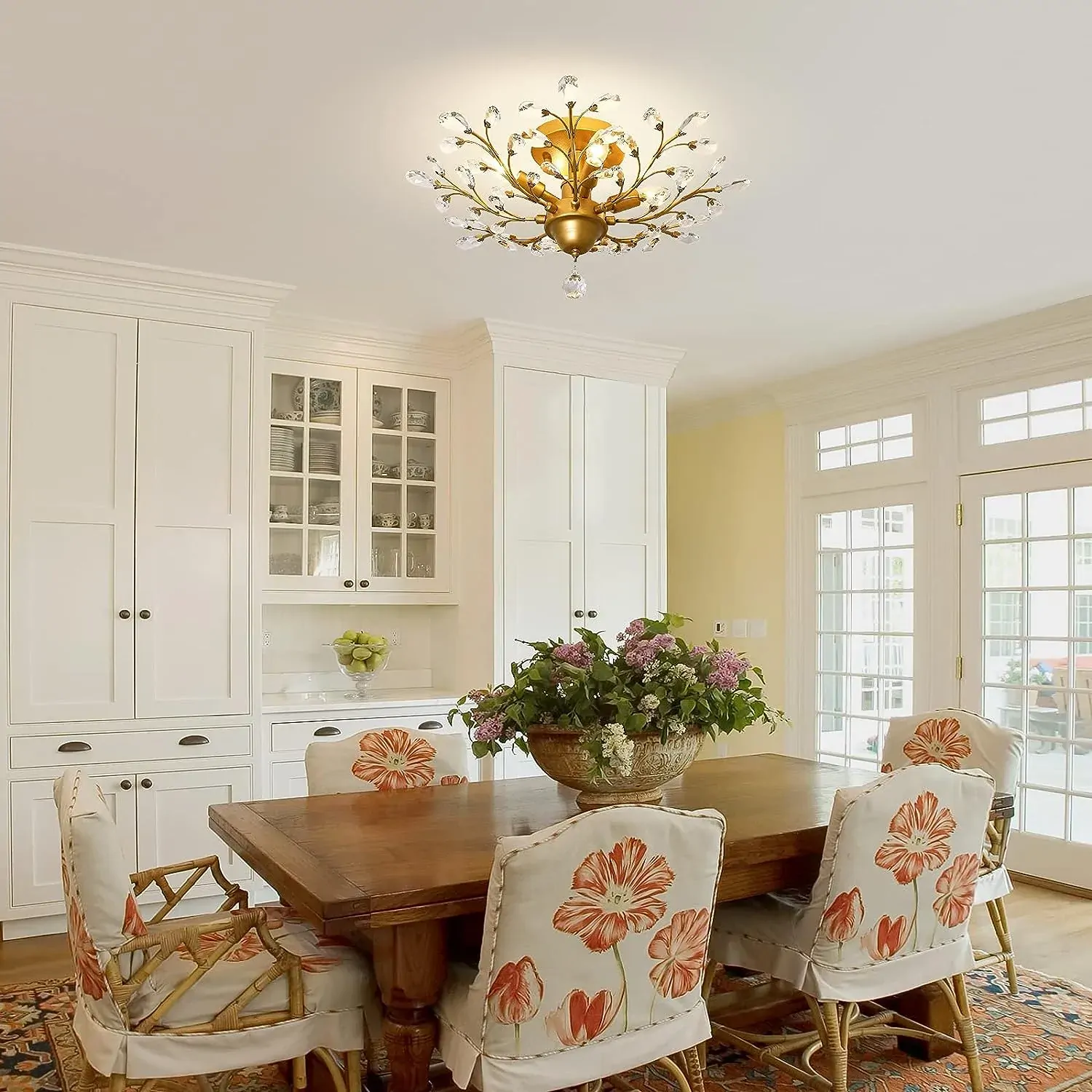 Crystal Chandelier Vintage, 4 Lights, Gold Price