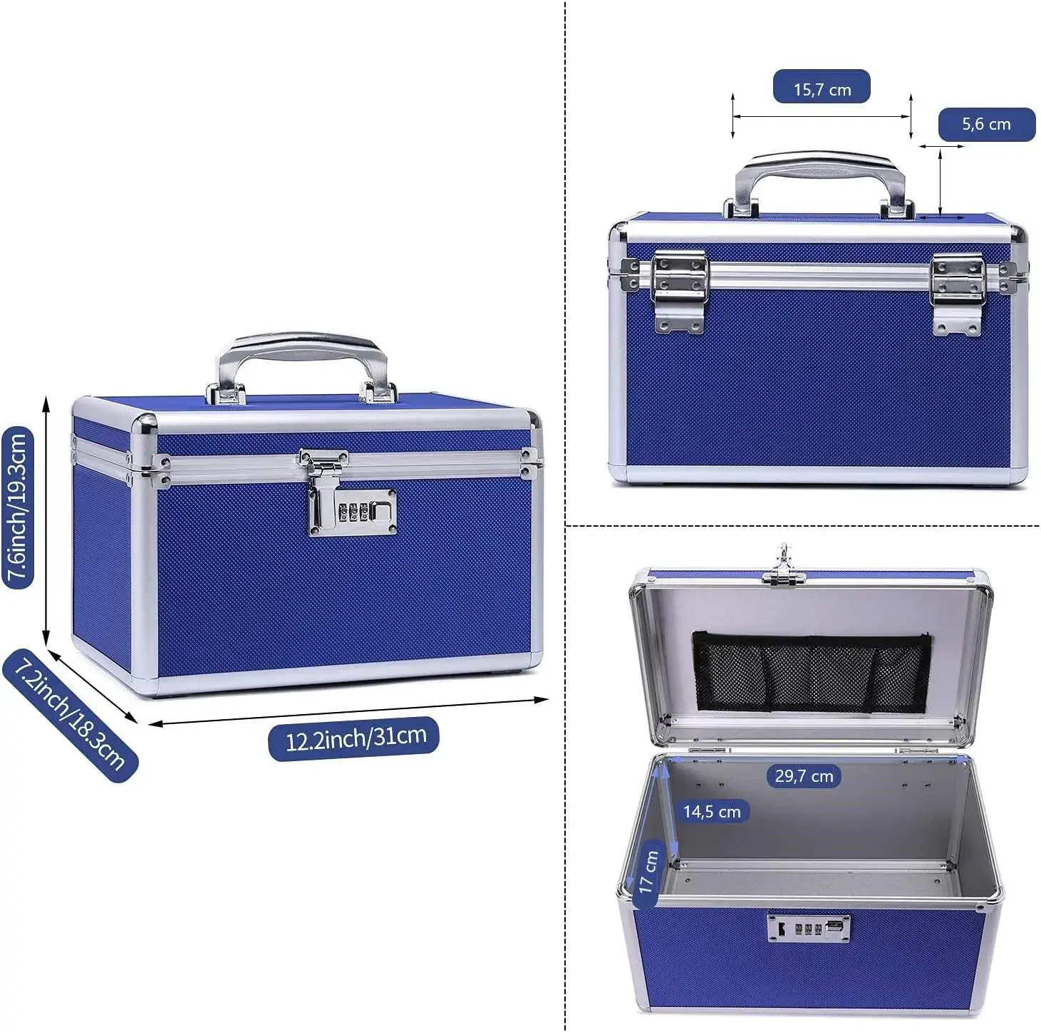 Locking Combination Medicine Box (Blue/Medium) Price
