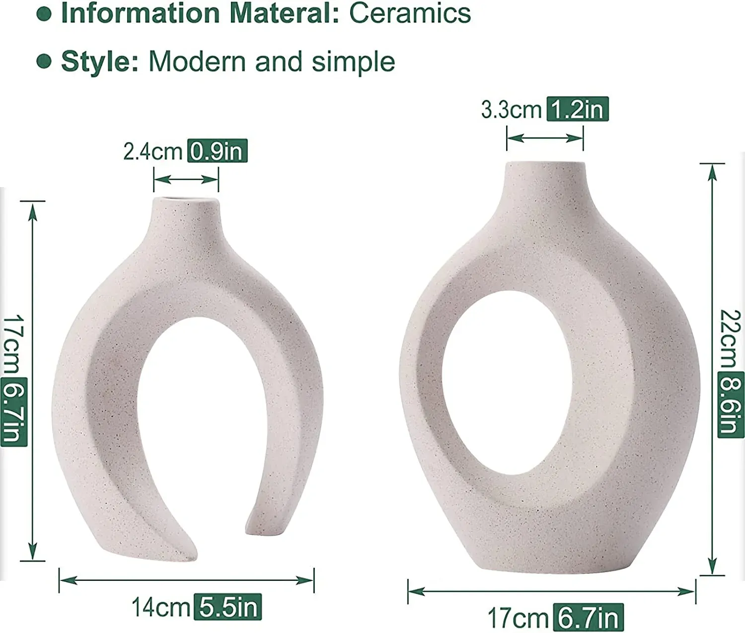 Ceramic Set of 2 Creative White Vases for Home Decor Price