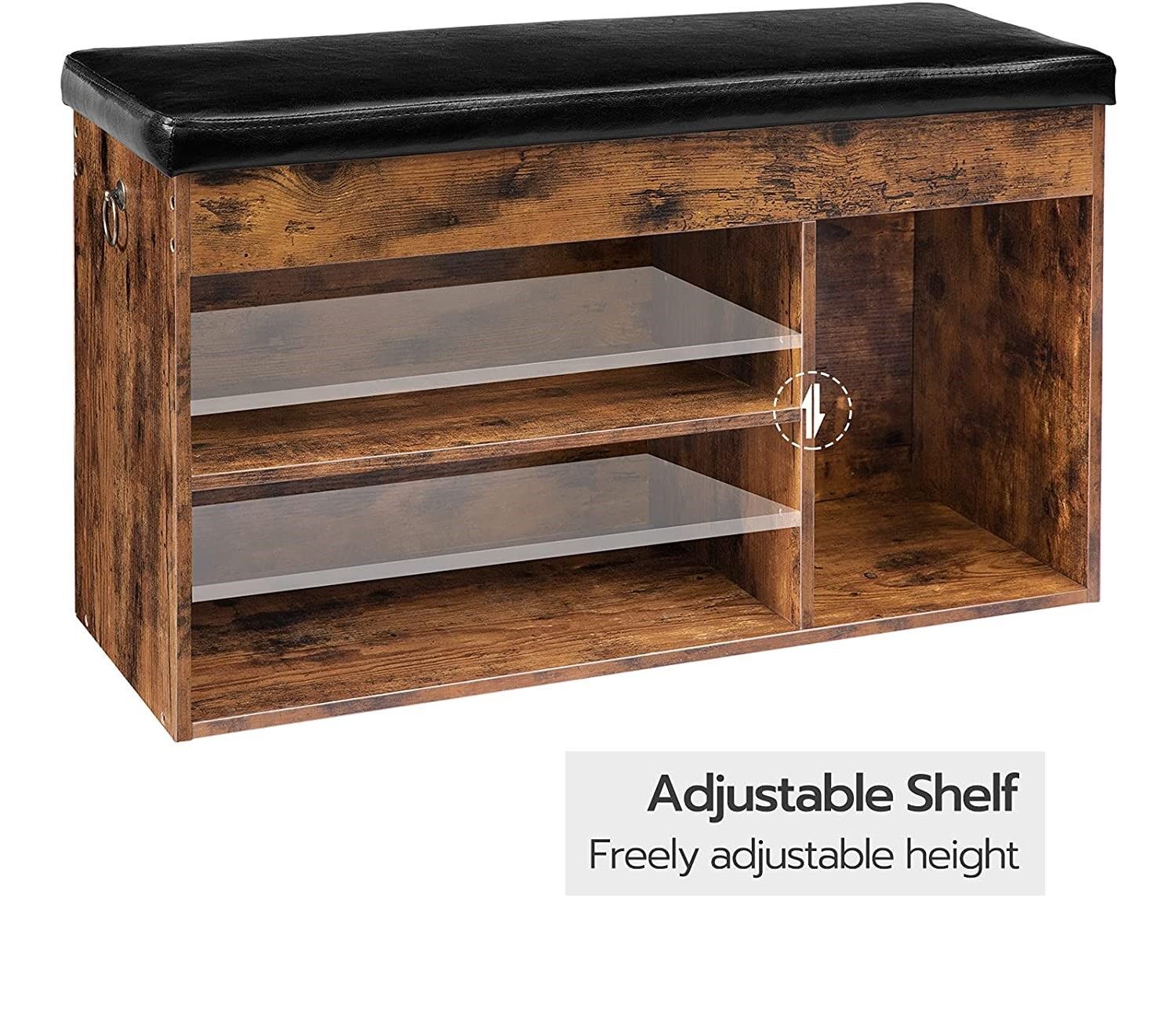 Shoe Storage Bench with Padded Cushion,Flip-Open Storage Box and Adjustable Shelf for Entryway and Living Room Price